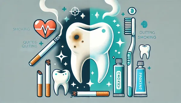 Auswirkungen des Rauchens auf die Zahngesundheit, mit einem Vergleich zwischen verfärbten, geschädigten Zähnen und einem strahlend weißen, gesunden Gebiss